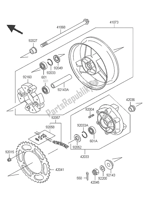 Tutte le parti per il Mozzo Posteriore del Kawasaki ZZR 600 2005