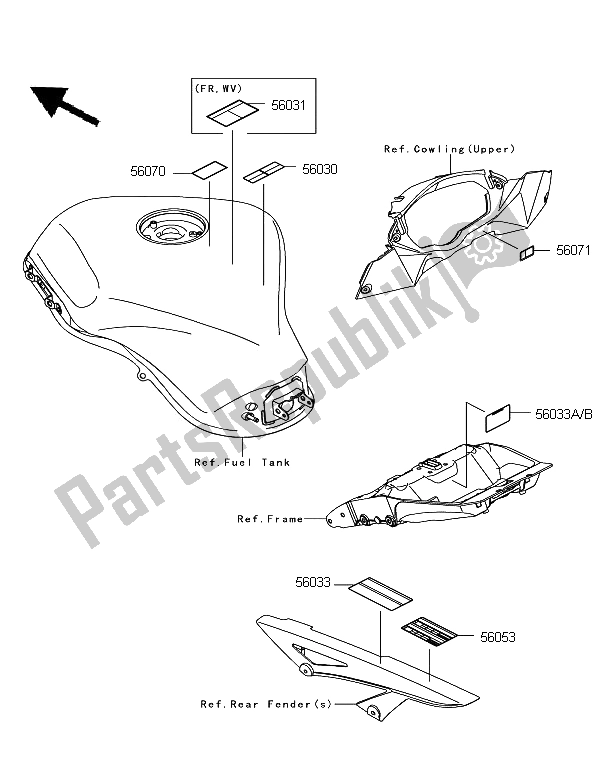 Alle onderdelen voor de Etiketten van de Kawasaki Z 1000 SX ABS 2011