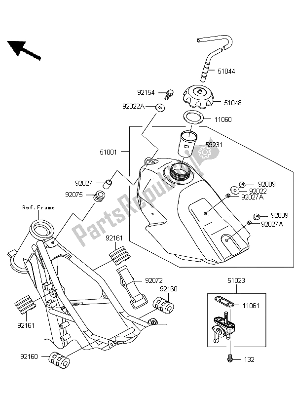 All parts for the Fuel Tank of the Kawasaki KX 85 SW LW 2013