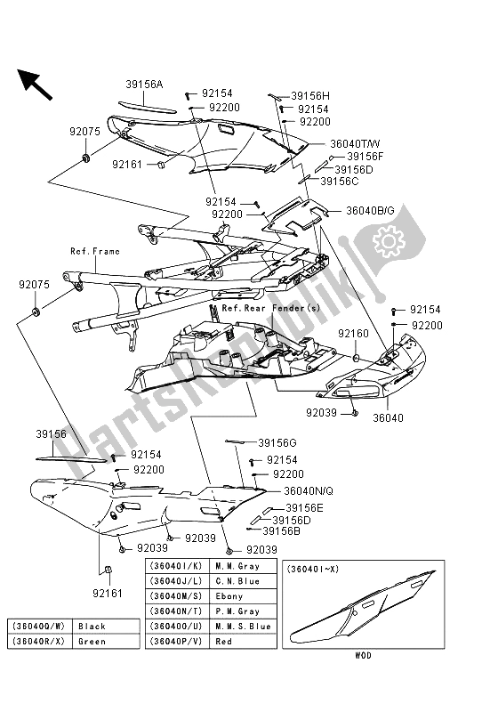 Tutte le parti per il Coperture Laterali del Kawasaki 1400 GTR ABS 2013