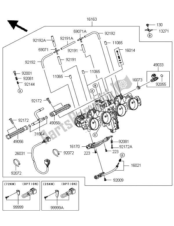 Todas las partes para Acelerador de Kawasaki Z 750R ABS 2012