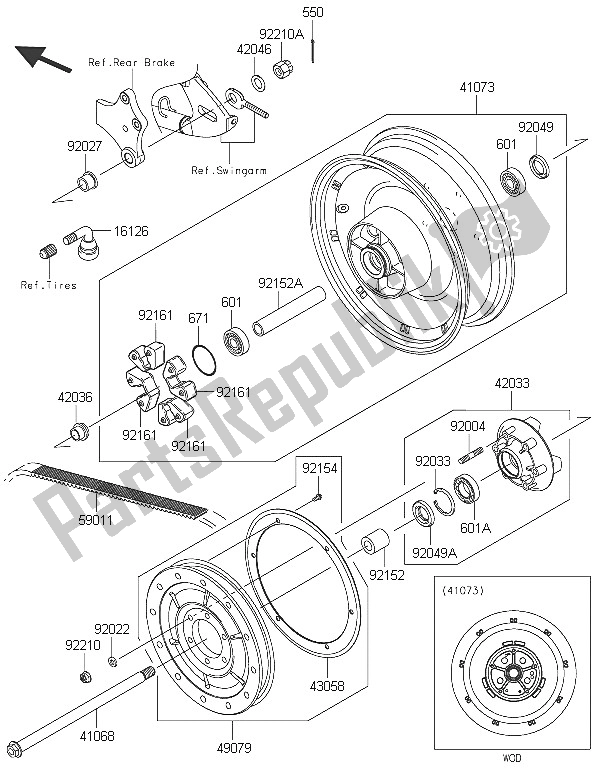 All parts for the Rear Hub of the Kawasaki Vulcan 900 Custom 2016