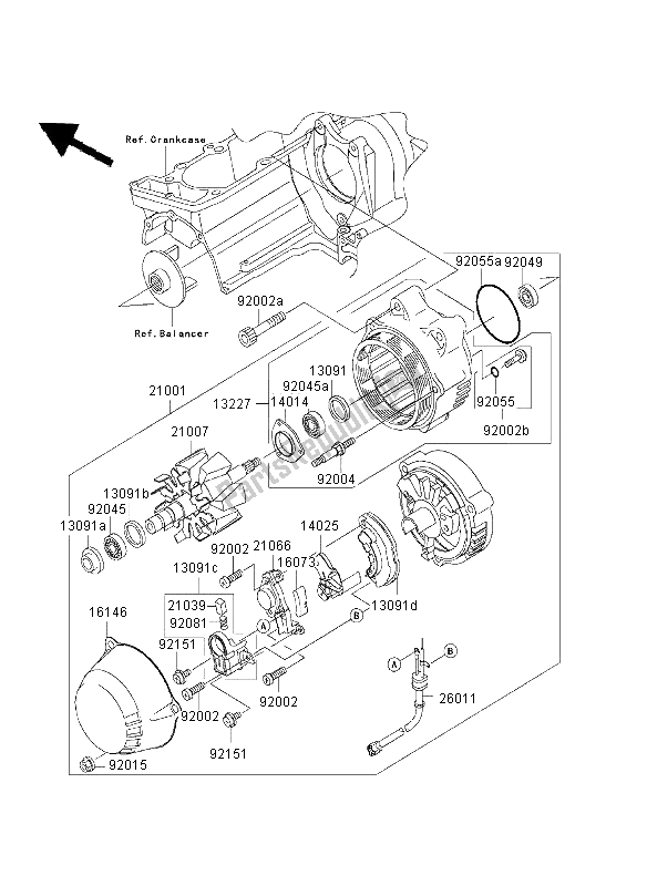 Todas as partes de Gerador do Kawasaki ZRX 1200S 2003