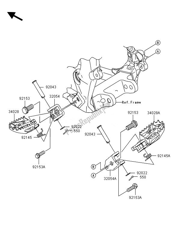 All parts for the Footrests of the Kawasaki KX 250F 2007