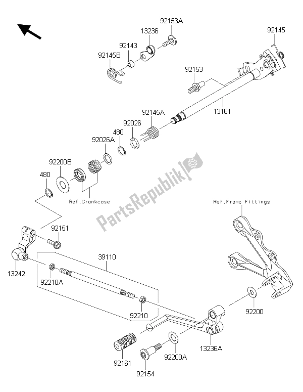 All parts for the Gear Change Mechanism of the Kawasaki Ninja ZX 6R ABS 600 2015