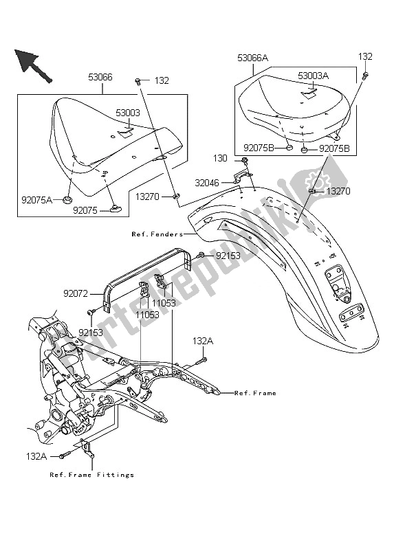 All parts for the Seat ( Jkbvnt60aaa014810) of the Kawasaki VN 1600 Classic 2005