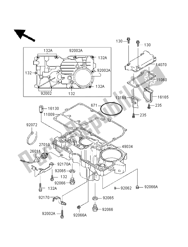 Tutte le parti per il Coperchio Sfiato E Coppa Dell'olio del Kawasaki GPZ 1100 1996