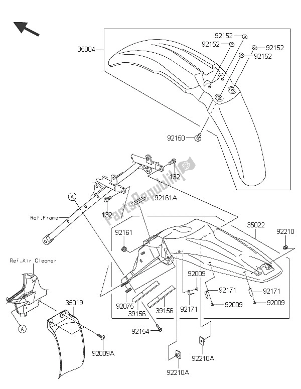 All parts for the Fenders of the Kawasaki KLX 450R 2016