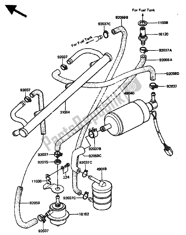 Todas as partes de Bomba De Combustivel do Kawasaki GPZ 1100 1985