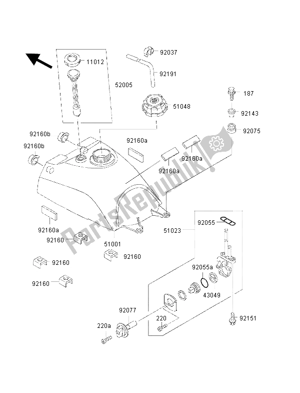 Wszystkie części do Zbiornik Paliwa Kawasaki KVF 400 2002