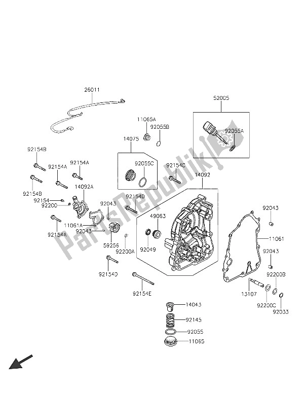 All parts for the Engine Cover(s) of the Kawasaki J 125 2016