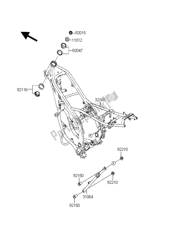 All parts for the Frame of the Kawasaki KDX 200 1998