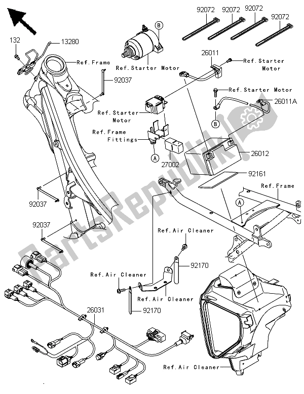 Wszystkie części do Wyposa? Enie Elektryczne Podwozia Kawasaki KLX 450 2013