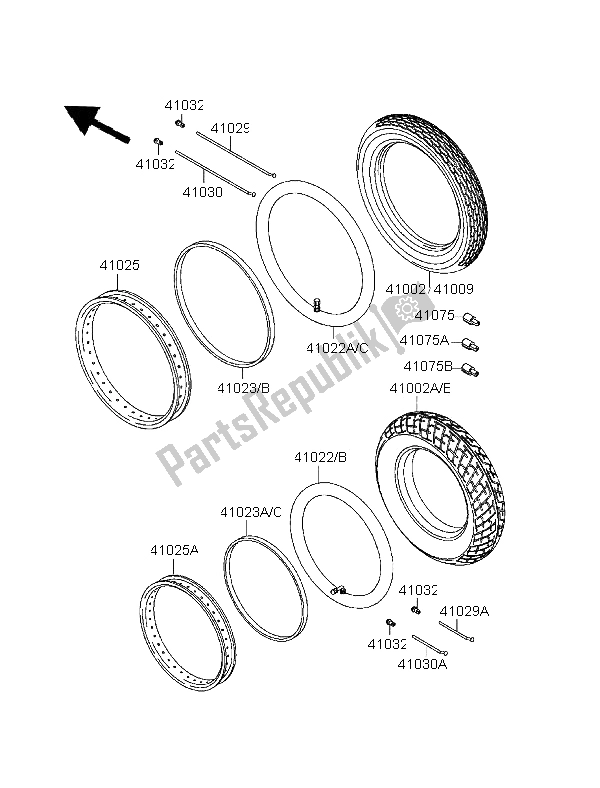 All parts for the Tires of the Kawasaki EL 252 1996