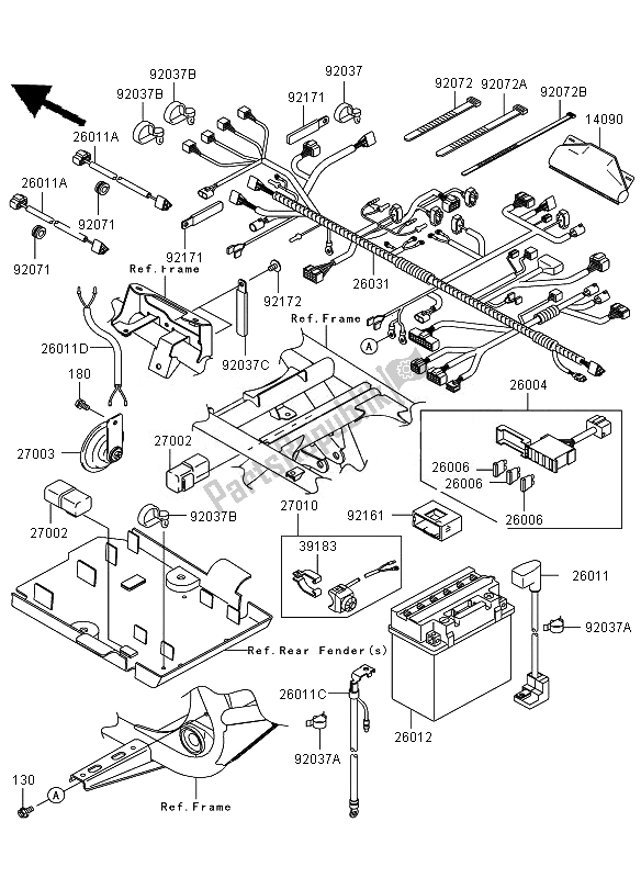 Todas las partes para Equipo Eléctrico Del Chasis de Kawasaki KVF 650 4X4 2010