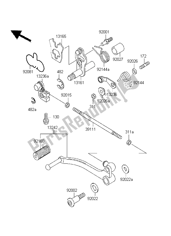 Tutte le parti per il Meccanismo Di Cambio Marcia del Kawasaki KLE 500 1999