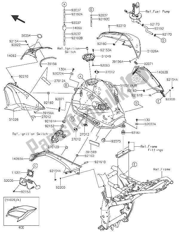 Todas las partes para Depósito De Combustible de Kawasaki Z 800 2016