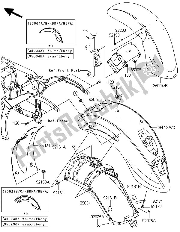 All parts for the Fenders of the Kawasaki VN 900 Classic 2014