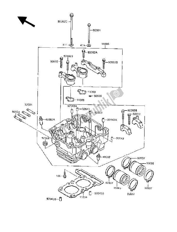 Tutte le parti per il Testata del Kawasaki GPX 250R 1989