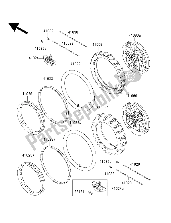 All parts for the Tires of the Kawasaki KX 125 2001