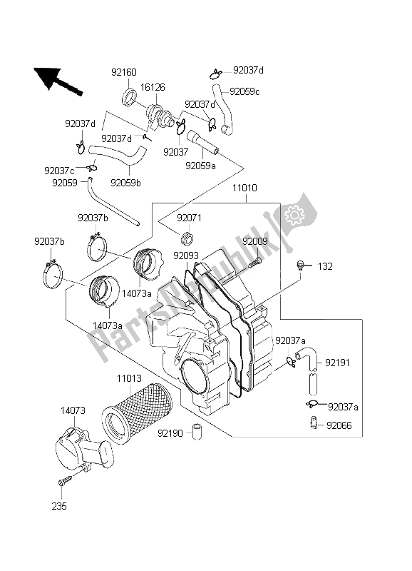 All parts for the Air Cleaner of the Kawasaki ER 5 500 2001