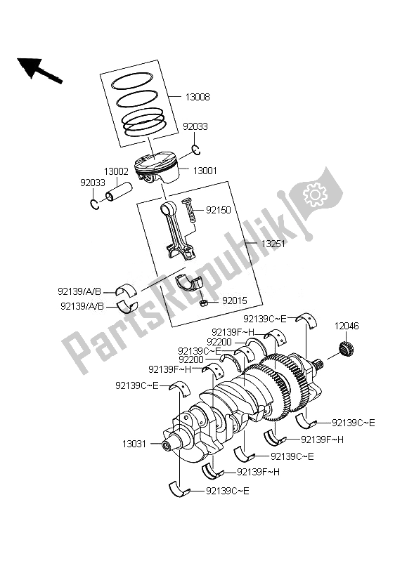 All parts for the Crankshaft & Piston of the Kawasaki ZZR 1400 ABS 2010