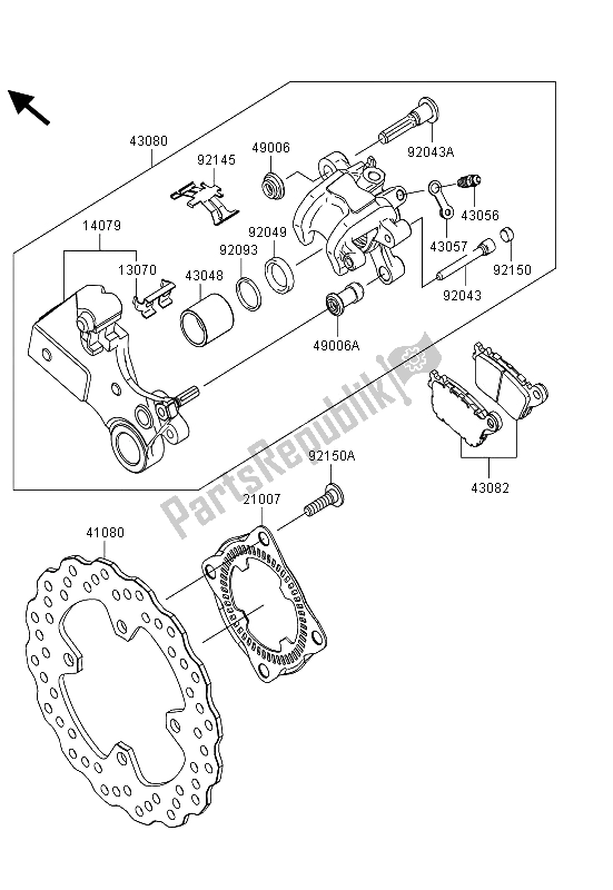 All parts for the Rear Brake of the Kawasaki Ninja ZX 10R 1000 2013