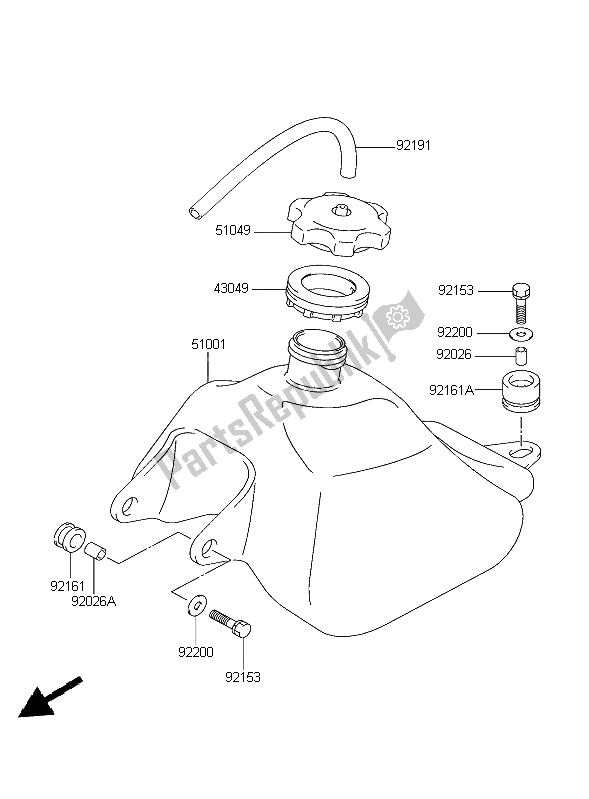 Todas las partes para Depósito De Combustible de Kawasaki KFX 50 2004