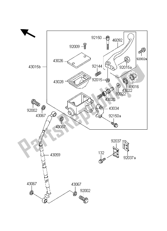 All parts for the Front Master Cylinder of the Kawasaki KDX 200 1998