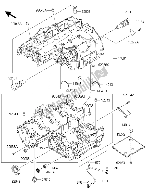 All parts for the Crankcase of the Kawasaki Z 1000 SX ABS 2015