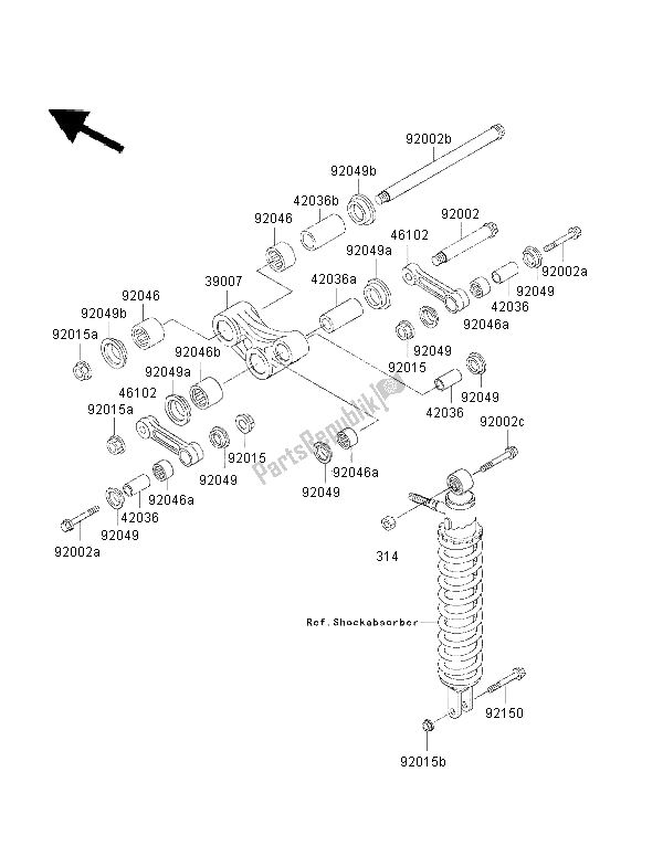 All parts for the Suspension of the Kawasaki KMX 125 2001