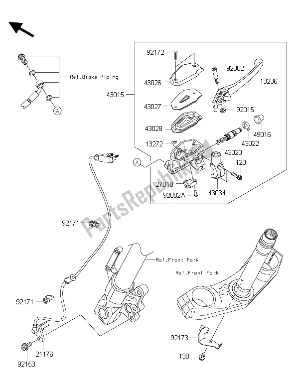Tutte le parti per il Pompa Freno Anteriore del Kawasaki Versys 650 ABS 2015