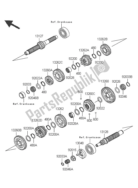 All parts for the Transmission of the Kawasaki VN 1600 Mean Streak 2005