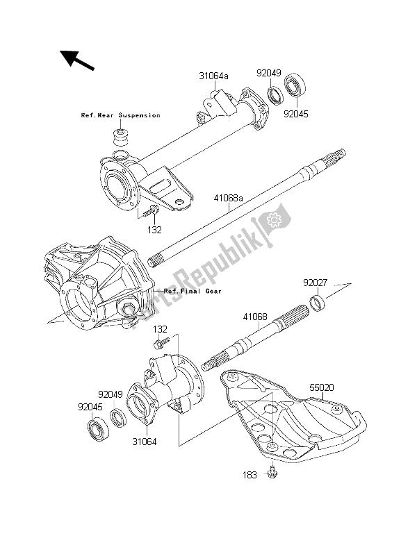 Tutte le parti per il Asse Posteriore del Kawasaki KLF 300 2001