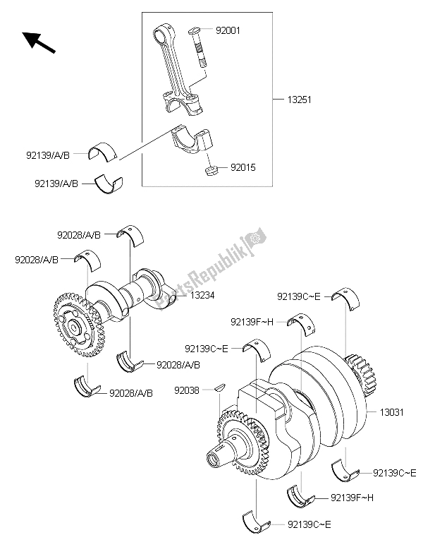 Toutes les pièces pour le Vilebrequin du Kawasaki Ninja 300 ABS 2015