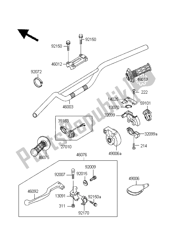 Todas las partes para Manillar de Kawasaki KX 500 1995