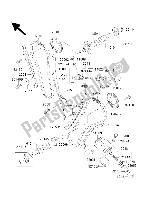 Alle onderdelen voor de Nokkenas En Spanner van de Kawasaki VN 1500 Drifter 2001
