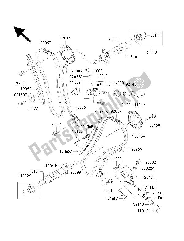 Wszystkie części do Wa? Ek Rozrz? Du I Napinacz Kawasaki VN 1500 Drifter 2001