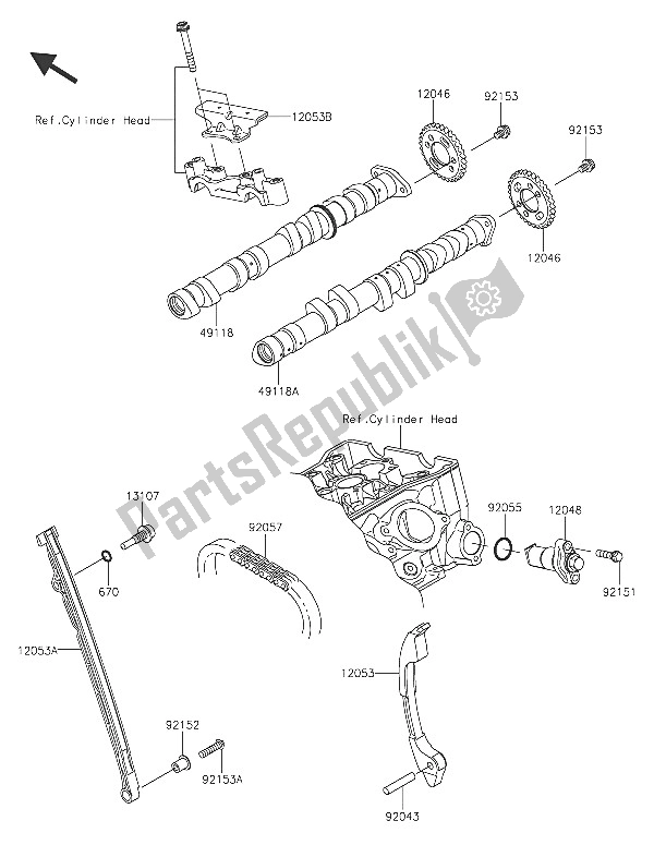 All parts for the Camshaft(s) & Tensioner of the Kawasaki Ninja ZX 6R ABS 600 2016