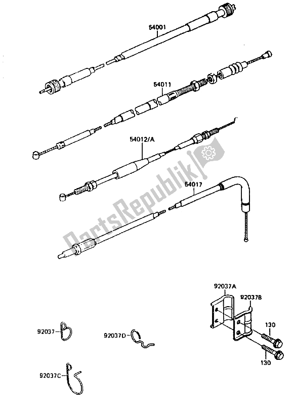 Wszystkie części do Kabel Kawasaki KLR 600 1985