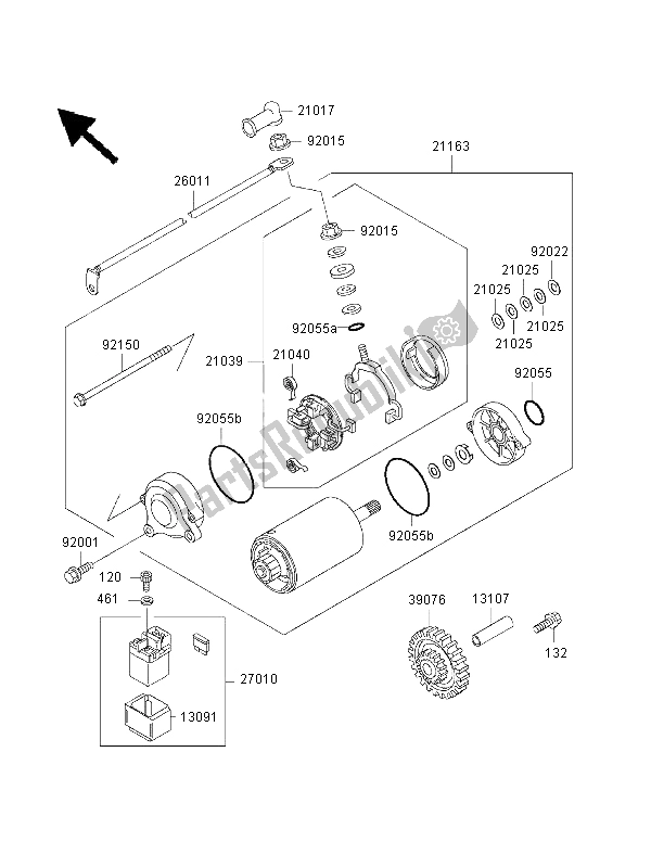 All parts for the Starter Motor of the Kawasaki ZRX 1100 1999