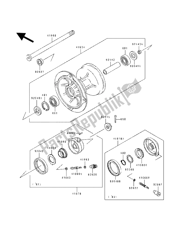 Todas las partes para Buje Delantero de Kawasaki KDX 125 1993