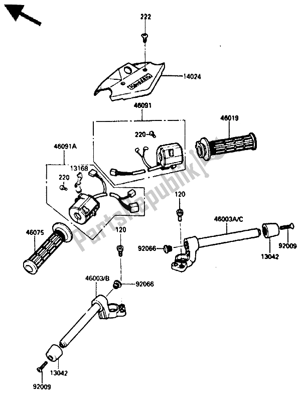 Tutte le parti per il Manubrio del Kawasaki GPZ 900R 1985