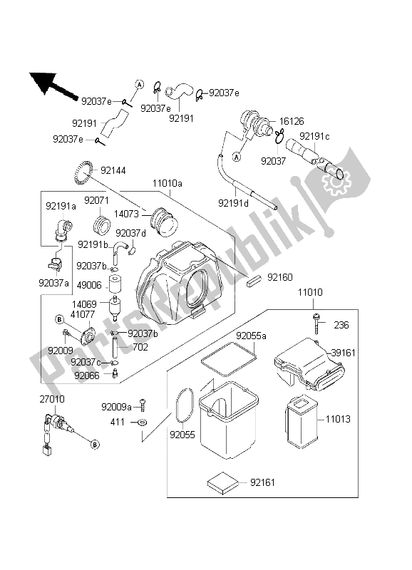 All parts for the Air Cleaner of the Kawasaki ZR 7S 750 2001