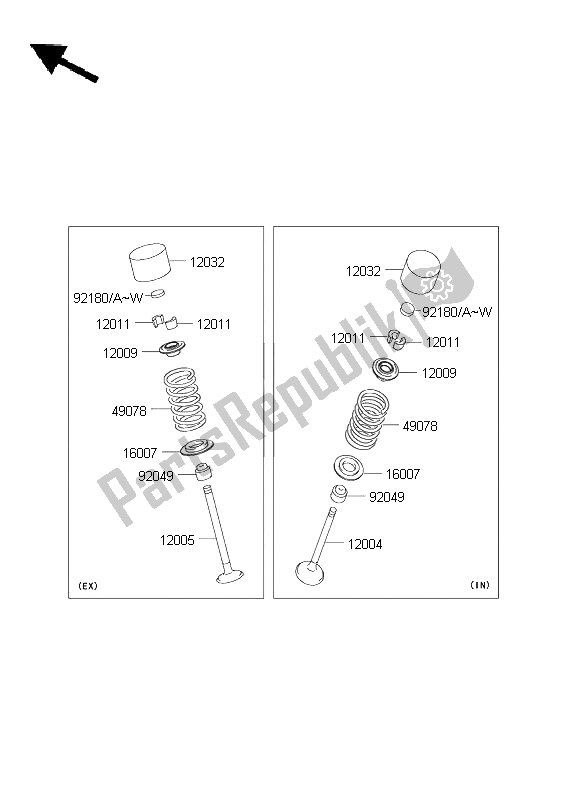 All parts for the Valve of the Kawasaki Z 1000 ABS 2008