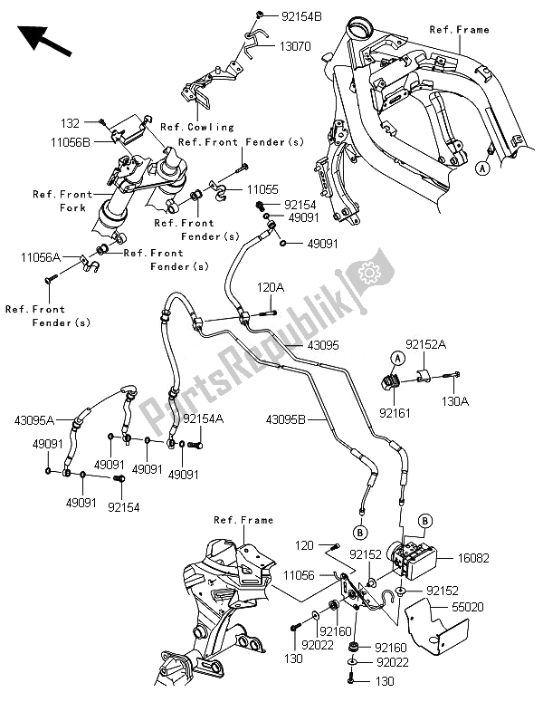 All parts for the Brake Piping of the Kawasaki ER 6N ABS 650 2014