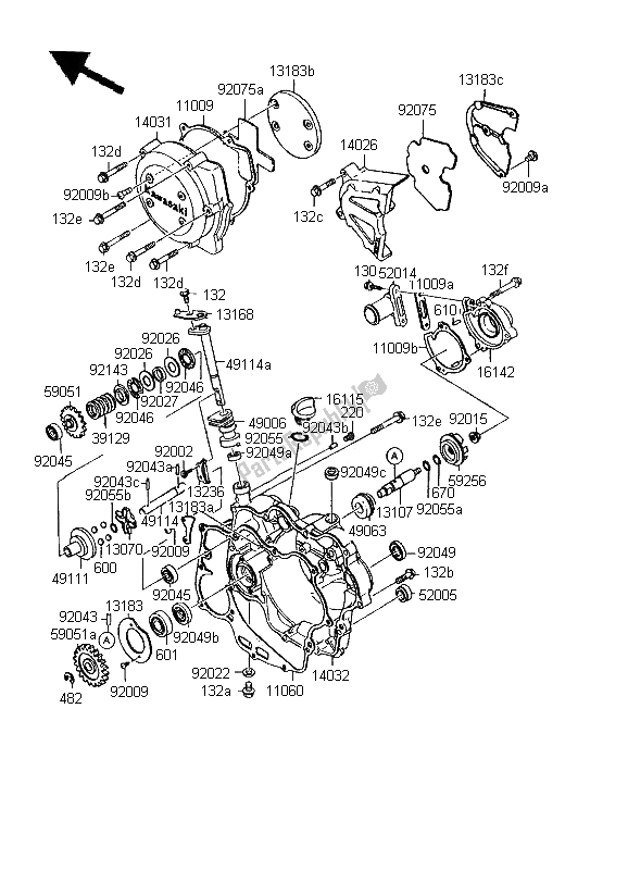 All parts for the Engine Cover of the Kawasaki KMX 125 SW 1995