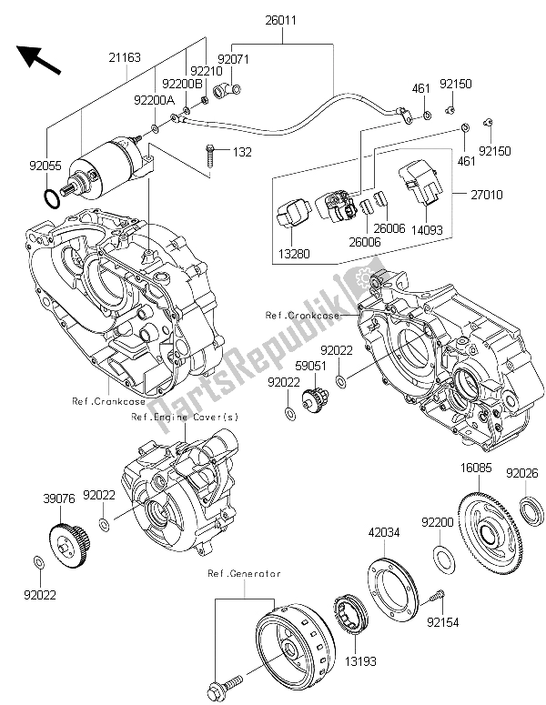 Alle onderdelen voor de Startmotor van de Kawasaki Ninja 250 SL 2015