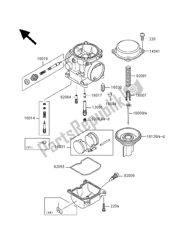 All parts for the Carburetor Parts of the Kawasaki EN 500 2000