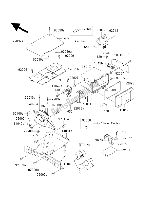 All parts for the Frame Fittings of the Kawasaki KVF 400 2000